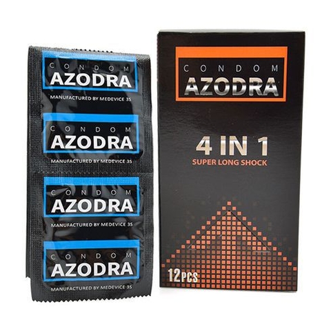 Bao cao su kéo dài thời gian Azodra 4in1 (Hộp 12 bao)