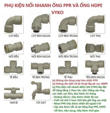 Báo Giá Phụ Kiện Nối Nhanh Lắp Cho Ống PPR Không Cần Máy Hàn, Lắp Nhanh Ống HDPE Giá Rẻ Uý Tín Chất Lượng Sẵn Hàng