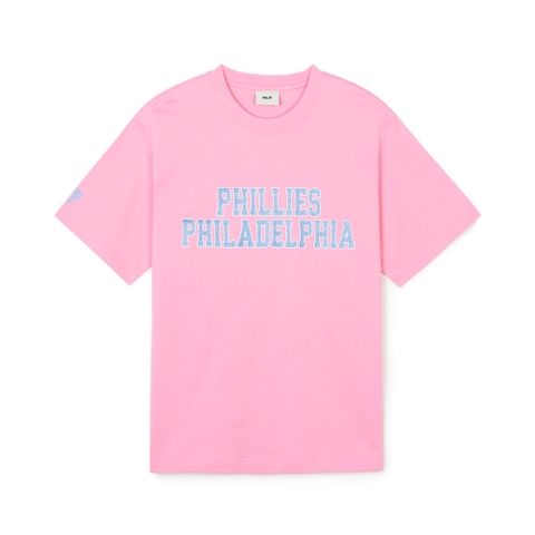 Áo Thun MLB Korea Premium Varsity Philadelphia Phillies Pink