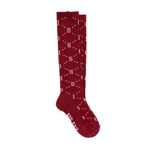 MLB Dinamond Monogram Knee Socks Boston Red Sox Wine