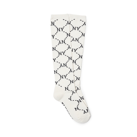 MLB Dinamond Monogram Knee Socks New York Yankees Cream