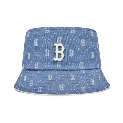 Nón MLB Denim Dia Monogram Bucket Hat Boston Red Sox L.Sky Blue