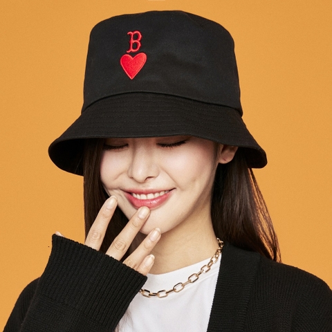 Nón MLB Heart Bucket Hat Boston Red Sox Black