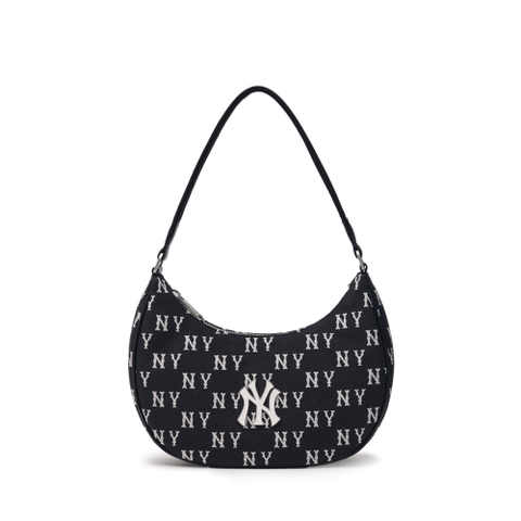 Túi MLB Korea Monogram Jacquard Hobo Bag New York Yankees Black