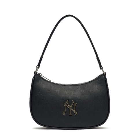 Túi MLB Korea Monogram Embo Hobo Bag New York Yankees Black