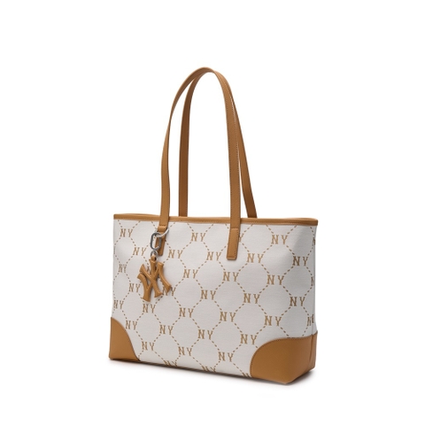 Túi MLB Korea Diamond Monogram Jacquard Tote Bag New York Yankees Brown