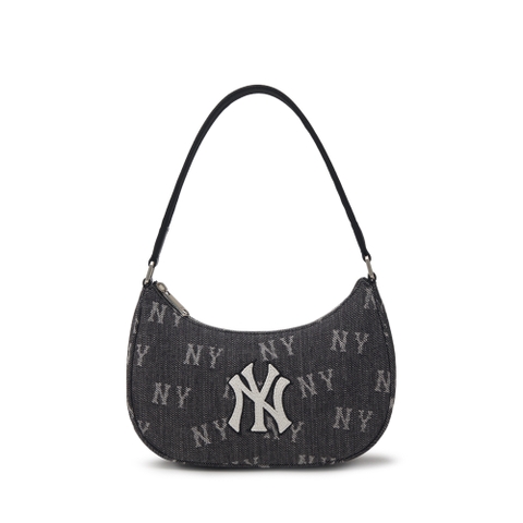 Túi MLB Korea Monogram Denim Hobo Bag New York Yankees Navy