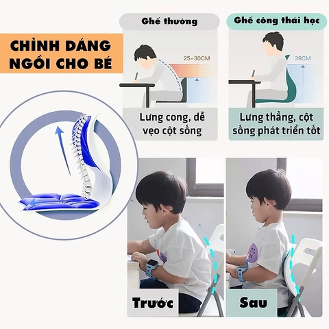 Ghế Công Thái Học Chống Gù Lưng, Ghế Bệt Văn Phòng Giúp Ngồi Thẳng Lưng Phù Hợp Trẻ Em, Sinh Viên, Người Đi Làm