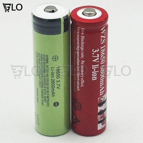 1 Viên Pin Sạc 18650 Li-Ion 3.7v Màu Đỏ, Xanh Dung Lượng Thực 2600mAh