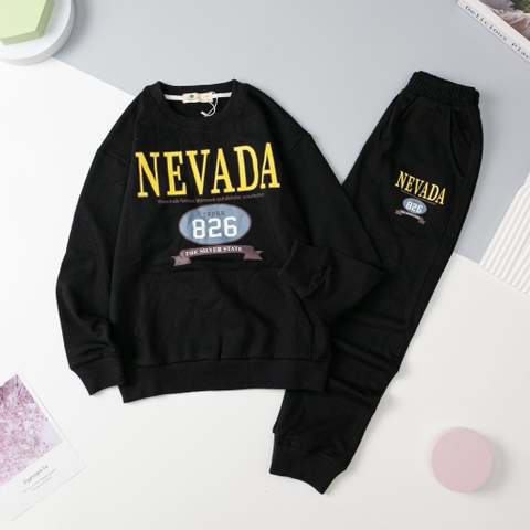 Bộ nỉ Bé trai, bé gái in chữ NEVADA size 10/16 tuổi