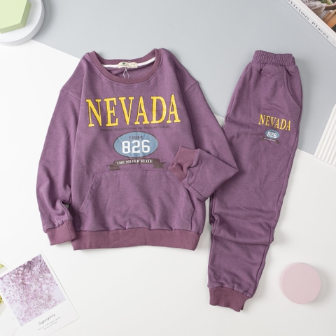 Bộ nỉ Bé trai, bé gái in chữ NEVADA size 10/16 tuổi