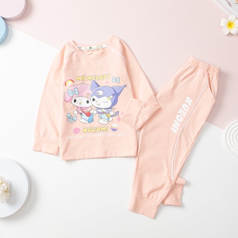 Bộ thu đông cotton Bé gái in chữ My Melody size 2/8 tuổi