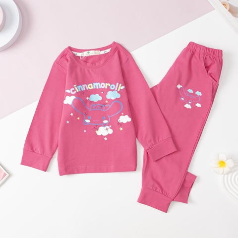 Bộ cotton thu đông Bé gái 4 chiều in thỏ size 2/8 tuổi