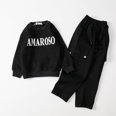 Bộ áo lót lông chữ Amaro, quần kaki dày size 6/14 tuổi