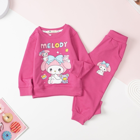 Bộ nỉ da cá Bé gái in hình Melody size 2/8 tuổi