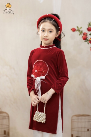 Áo dài nhung Bé gái size 2/12 tuổi