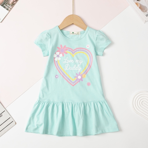 Váy cotton Bé gái viền tay đuôi cá size 2/10 tuổi