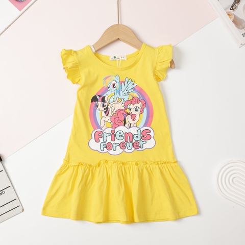 Váy cotton Bé gái viền tay đuôi cá size 2/10 tuổi