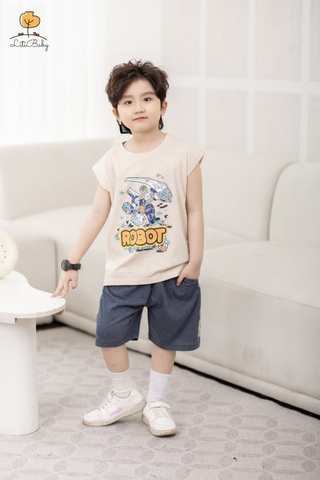 H414 Bộ cotton Bé trai sát nách size 2/10 tuổi