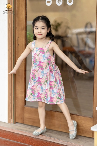 Váy thô 2 dây nơ hông size 2/10 tuổi