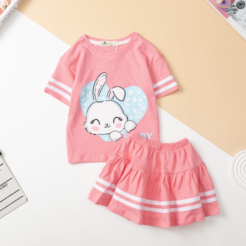 Bộ cotton Bé gái chân váy chạy sọc size 3/10 tuổi