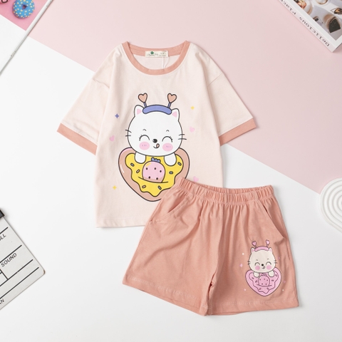 H438 Bộ cotton Bé gái ngắn tay size 2/8T x24