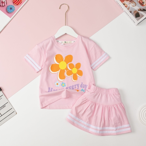 Bộ cotton Bé gái chân váy chạy sọc size 3/10T x24