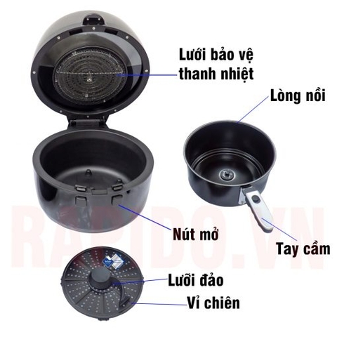 Nồi chiên không dầu Rapido RAF6.5D (Điều khiển điện tử)