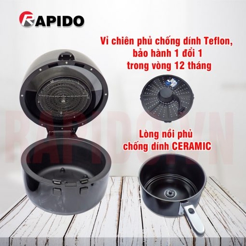 Nồi chiên không dầu Rapido RAF6.5D (Điều khiển điện tử)