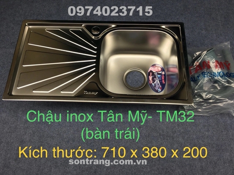 CHẬU INOX  TÂN MỸ 1 HỐ - 1 BÀN TM32
