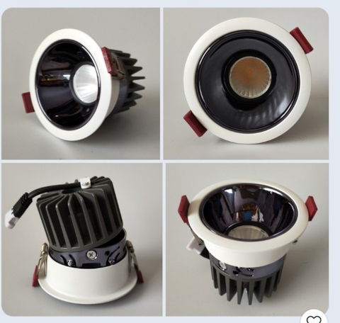 Đèn âm trần cao cấp 12W D76 chóa đen - 3 chế độ