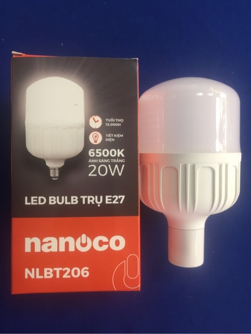 Bóng bulb trụ led E27 20W sáng trắng - NLBT206