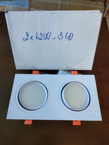 Đèn âm vuông đôi trắng lõm 2x12W - 3 chế độ
