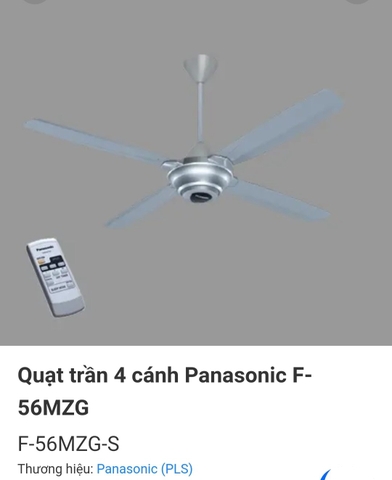Quạt trần Panasonic 4 cánh có remote - màu bạc F-56MZG-S