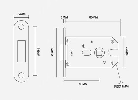 MOD47 - Khóa cửa đi tay vuông( tay cầm 1 phía)