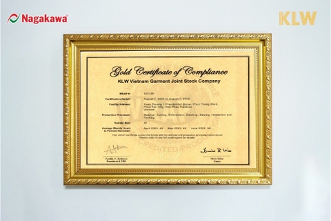 KLW VIỆT NAM - THÀNH VIÊN TẬP ĐOÀN NAGAKAWA ĐẠT CHỨNG NHẬN WRAP TOÀN CẦU