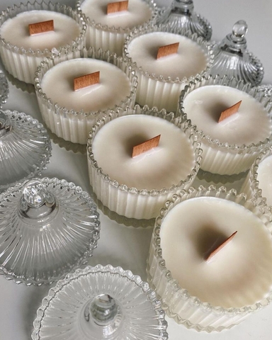 Nến Thơm Ly Thuỷ Tinh Bấc Gỗ