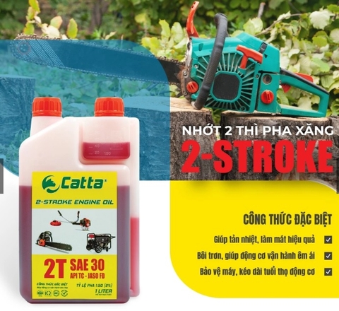 Nhớt 2 Thì Máy Cắt Cỏ, Thổi Lá, Cưa Xích, Xe 2T, Máy Nổ Catta 2T 500ML-1L Pha Xăng Màu Đỏ