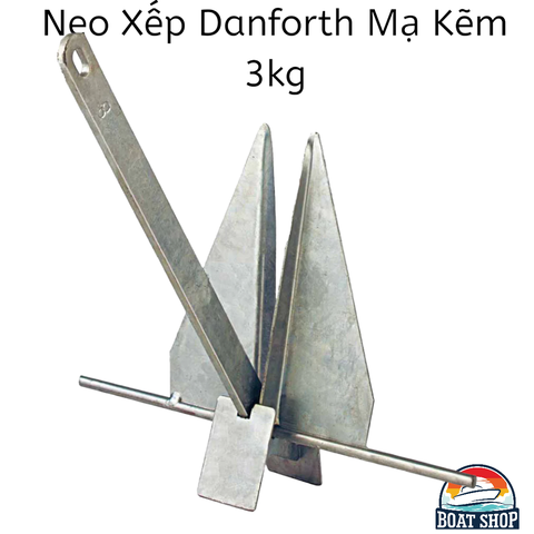 Mạ Kẽm Galvanized  Neo Danforth Thép Mạ Kẽm, Nặng 3Kg Cho Tàu Thuyền Cano Dưới 5 Mét