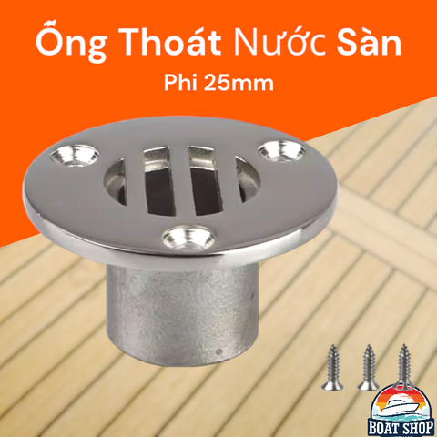 Ống Thoát Nước Sàn Inox 316 Phi 25mm, Kích Thước 53x29mm