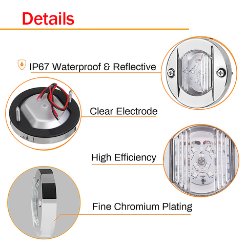 Đèn Trang Trí Chống Nước IP67 đường đi ngoài cabin, chất liệu inox 304, Ánh Sáng Vàng LED, Công Suất 2.2W,