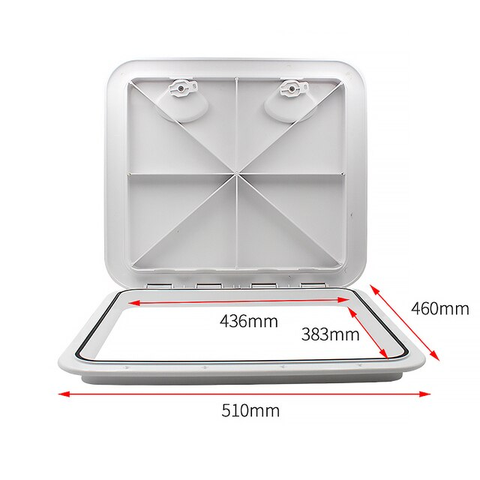 460x510mm Cửa Nắp Hầm Nhựa Cano ABS, Kích Thước Ngoài 460x510mm, Kích Thước Trong 383x436mm, Cho Tàu Cano