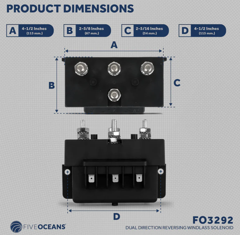 Rơ Le Tời Điện Five Oceans 12V , 500-1000W, Mã 90503