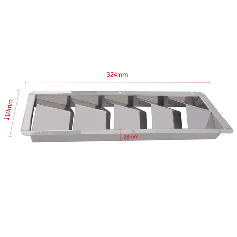 Cửa Louver Thông Gió Chữ Nhật Inox 316, Chiều Dài 324x110mm, Mã S30915-3