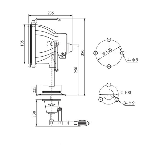 Đèn Pha Chiếu Luồng TG9, Điện Áp 12/ 24V Công Suất 150W Bóng Xenon Ánh Sáng Trắng Cực Mạnh