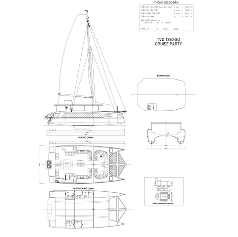 Thuyền Buồm Hai Thân Catamaran Cruise Party Boat