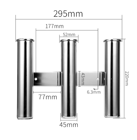 Ống Cắm Cần Câu Inox 316, Loại 3 Ống, Đường Kính 50mm, Dài 295mm, Mã S30556-1