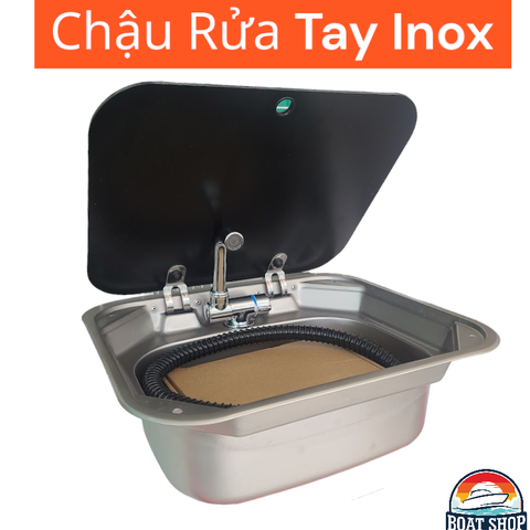 Chậu Rửa Tay SINK , Lavabo Thép Không Gỉ Inox 304 có vòi 42x37x14