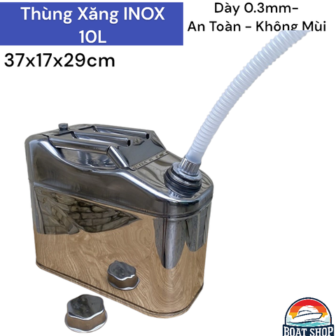 Thùng Xăng Dự Phòng Inox 10L, Đựng Xăng Dầu, chất ăn mòn, Chống Gỉ Sét, Môi trường biển