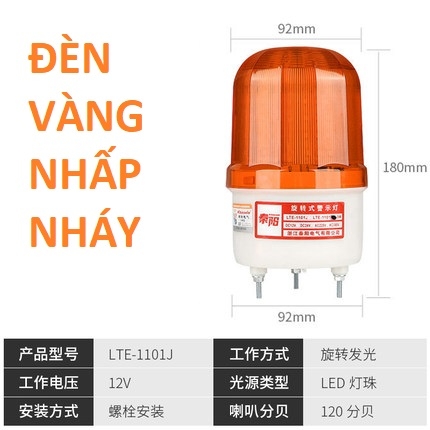 Đèn Xoay , Đèn Quay Màu Vàng Nhấp Nháy 12V, Mã LTE-1101LJ